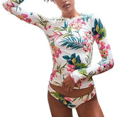 Floral Print Long Sleeve Two Pieces Bikini
